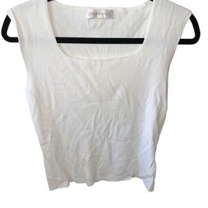 Jones New York Classic Winter White Square Neck Tank Top